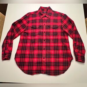 Madewell Red,Navy and White Plaid Flannel Shirt.